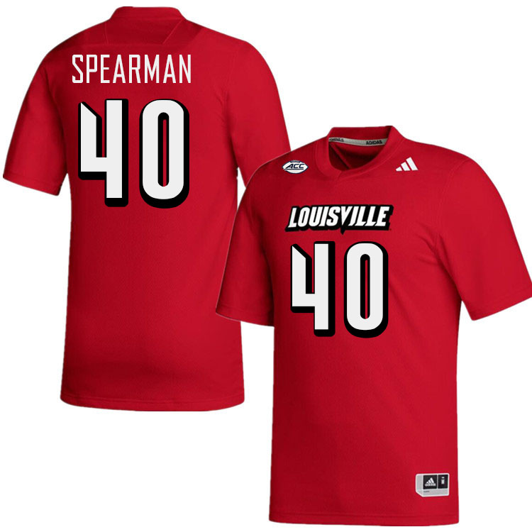 Men #40 Jaiden Spearman Louisville Cardinals College Football Jerseys Stitched-Red